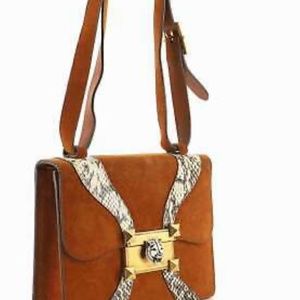 Gucci osiride suede tiger lock brown snakeskin bag
